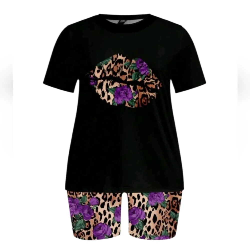 Leopard & Floral Lips 2-Piece Matching Set